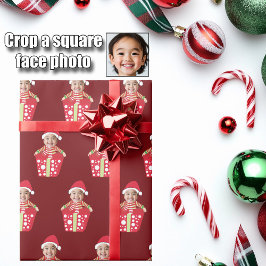 Papel De Regalo Customizable Children's Face Photo Red Christmas