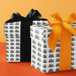 Papel De Regalo Cuta acuarela Brujería gatos calabazas Halloween