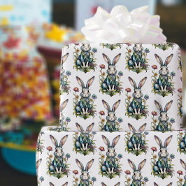 Papel De Regalo Cuta acuarela Bunny Floral Easter