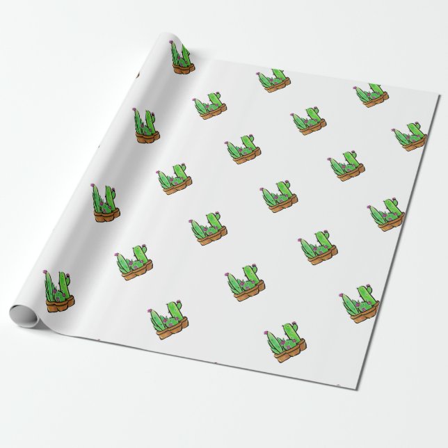 Papel De Regalo Cuta acuarela Cactus cacti succulent (Desenrollado)