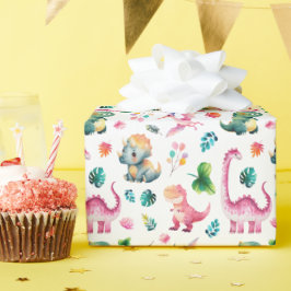 Papel De Regalo Cuta acuarela Dinosaurios Patrón Dino Prehistórico