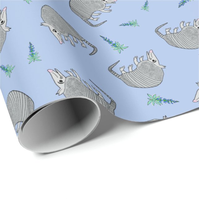 Papel De Regalo Cuta Armadillo Bluebonnet (Esquina del rollo)