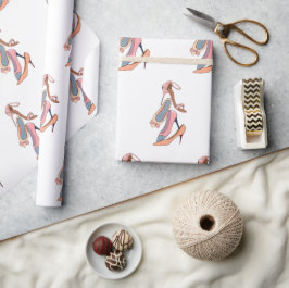 Papel De Regalo Cuta color de agua rosa Diva Glam Stilettos