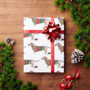 Papel De Regalo Cuta de color de agua perro de Dachshund en saltad