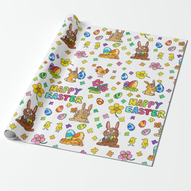 Papel De Regalo Cuta Feliz Pascua (Desenrollado)