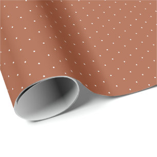 Papel De Regalo Cuta terracota blanco diminuto puntos de polka pat