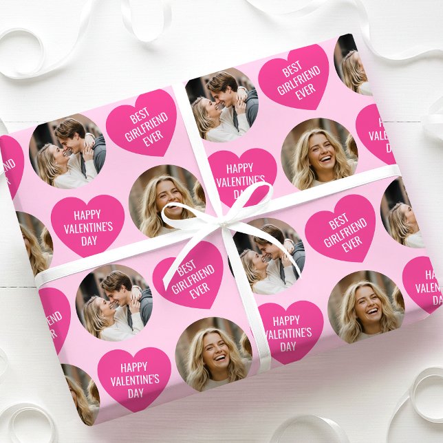 Papel De Regalo Cute 2 Photo Valentine's Day Heart Girlfriend Pink (Subido por el creador)