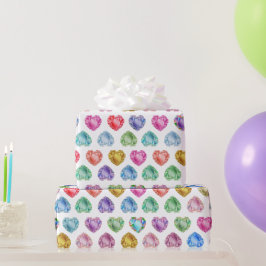 Papel De Regalo Cute acuarela Corazón Gemstone Colorful Girly