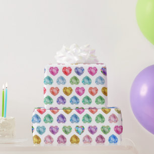 Papel De Regalo Cute acuarela Corazón Gemstone Colorful Girly