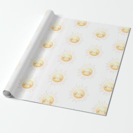 Papel De Regalo Cute acuarela Sonriente Niños Amarillos Sunshine