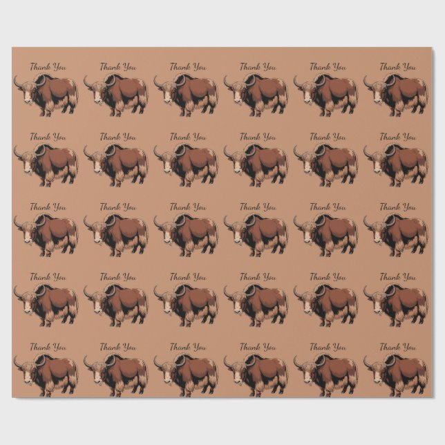Papel De Regalo Cute & adorable brown Yak (Superficie plana)