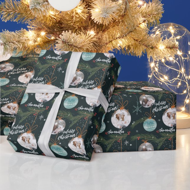Papel De Regalo Cute alegre nombre de ilustracion navideño 2 fotos (Vacaciones)