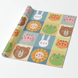 Papel De Regalo Cute Animales Patchwork
