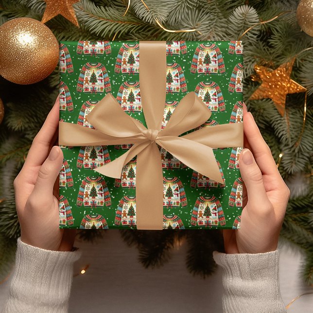 Papel De Regalo Cute árbol de navidad trío Navidades feos suéter (Subido por el creador)