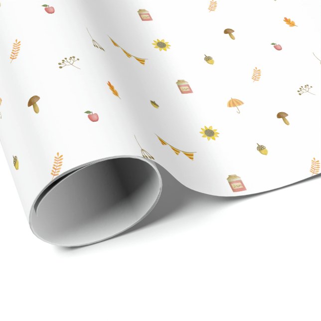 Papel De Regalo Cute Autumnal Elements Pattern. (Esquina del rollo)