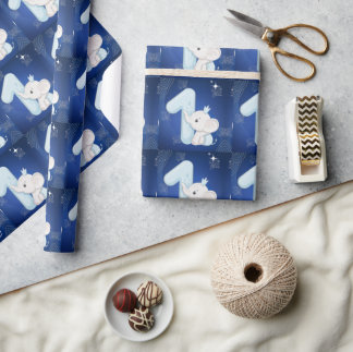 Papel De Regalo Cute Baby Elephant First Birthday