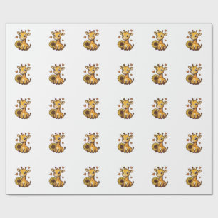 Papel De Regalo Cute Baby Giraffe Sunflower Vintage Engraving Tee_
