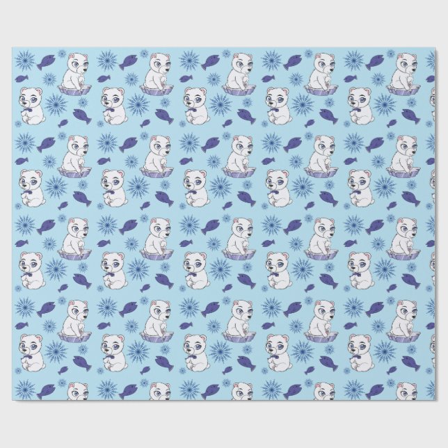 Papel De Regalo Cute Baby Polar Bears Pattern Wrapping Paper (Superficie plana)