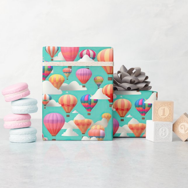 Papel De Regalo Cute baby shower hot air balloon tiled  (Baby Shower)