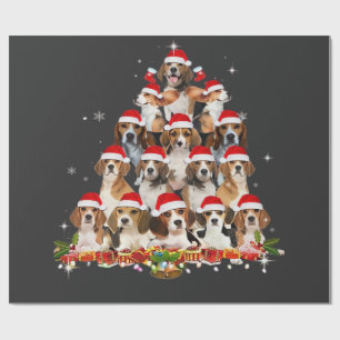 Papel De Regalo Cute Beagles árbol de Navidad perro Santa camiseta