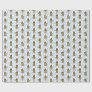 Papel De Regalo Cute Bear Holding Gingerbread House Holiday Wrap