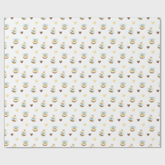Papel De Regalo Cute Bees & Hearts Gift Wrapping Paper