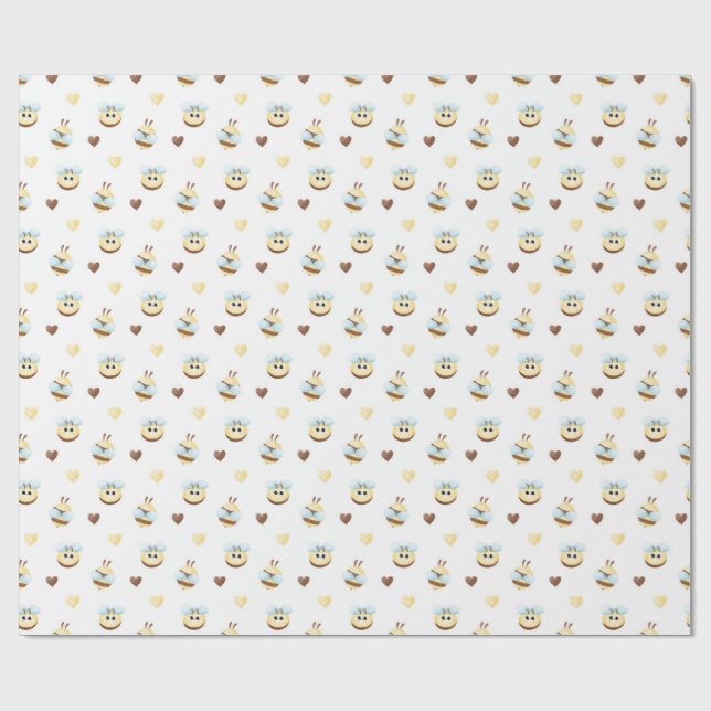Papel De Regalo Cute Bees & Hearts Gift Wrapping Paper (Superficie plana)