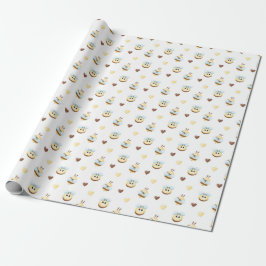 Papel De Regalo Cute Bees & Hearts Gift Wrapping Paper
