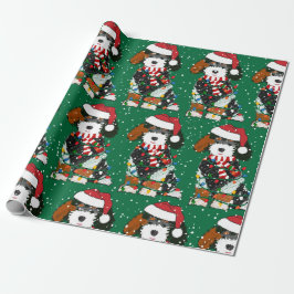 Papel De Regalo Cute Bernedoodle Dog Green