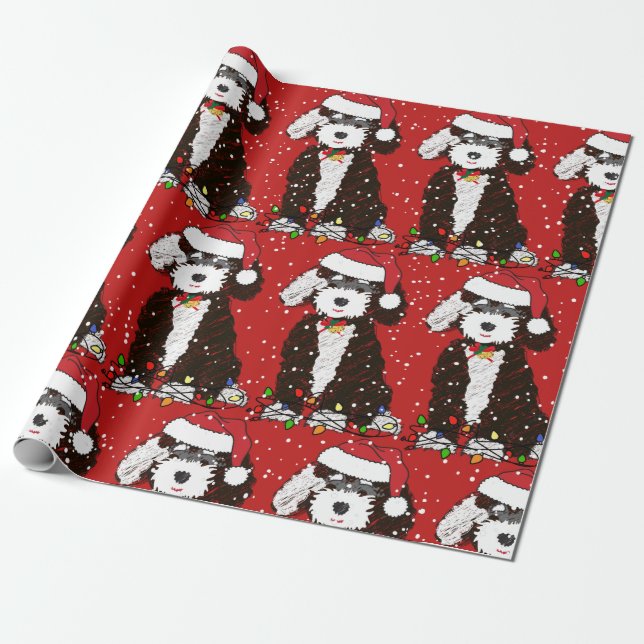 Papel De Regalo Cute Bernedoodle Mountain Dog Red (Desenrollado)