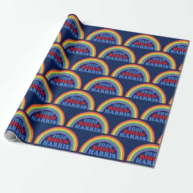 Papel De Regalo Cute Biden Harris 2020 Rainbow (Desenrollado)