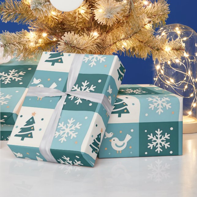 Papel De Regalo Cute Birds & Snowflakes Christmas Winter Pattern (Vacaciones)