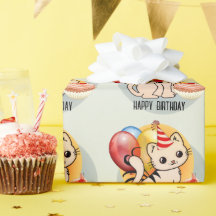Cute Birthday Kitty Wrapee Paper