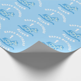 Papel De Regalo Cute Blue Rocking Horse Boy 1º cumpleaños