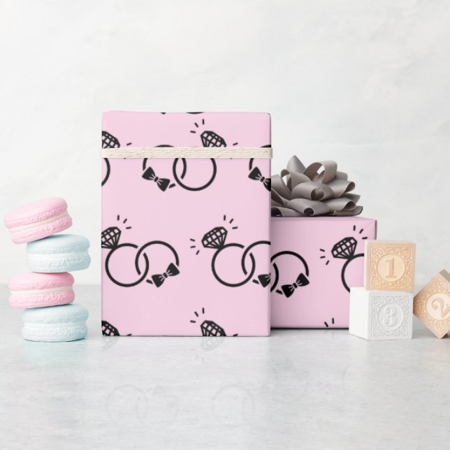Papel De Regalo Cute Boda Anillos Dulce Ligero Rosa Seamless (Baby Shower)