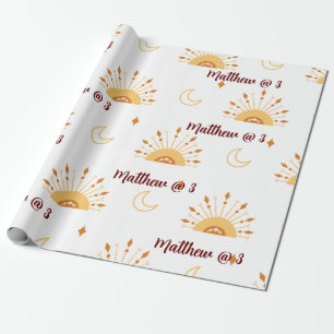 Papel De Regalo Cute Boho Celestial Kids Birday Seamless Pattern
