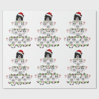 Papel De Regalo Cute Border Collie & Sheep Christmas Tree