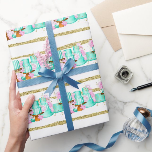 Papel De Regalo Cute Bridal Shower Boda pasteles con baldosas (Regalar)