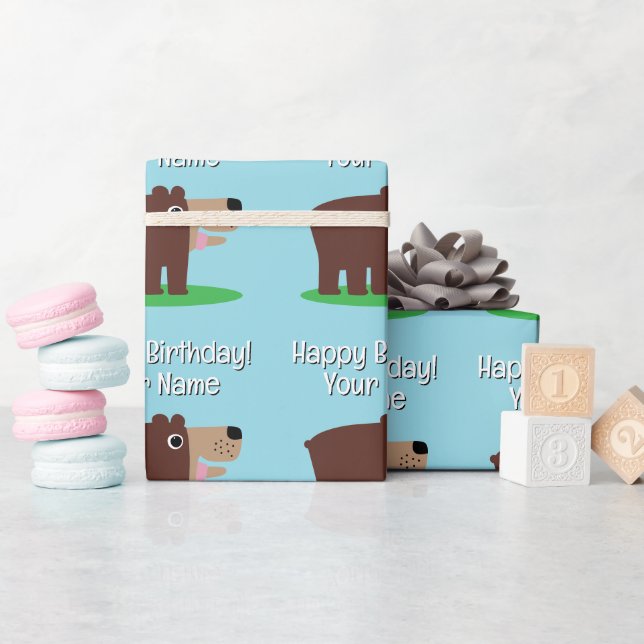 Papel De Regalo Cute brown bear cartoon baby Birthday (Baby Shower)