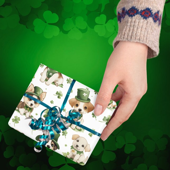 Papel De Regalo Cute cachorros Gorra verde Shamrock St. Patrick's  (Subido por el creador)