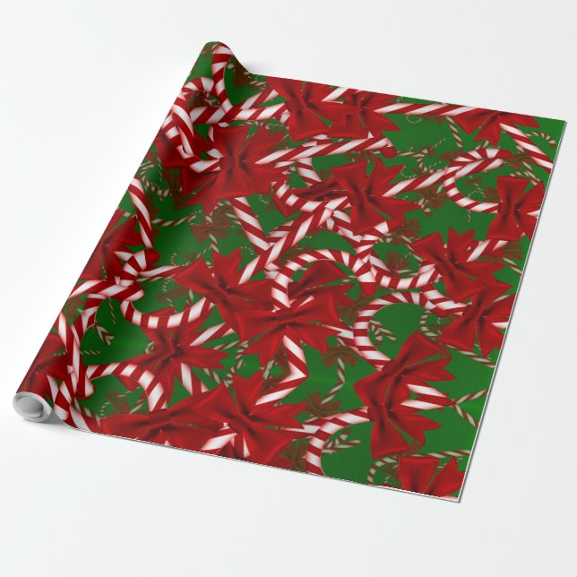 Papel De Regalo Cute Candy Cane (Desenrollado)