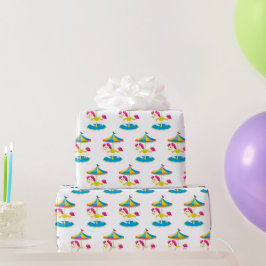 Papel De Regalo Cute Carousel caballo parque temático fiesta envol