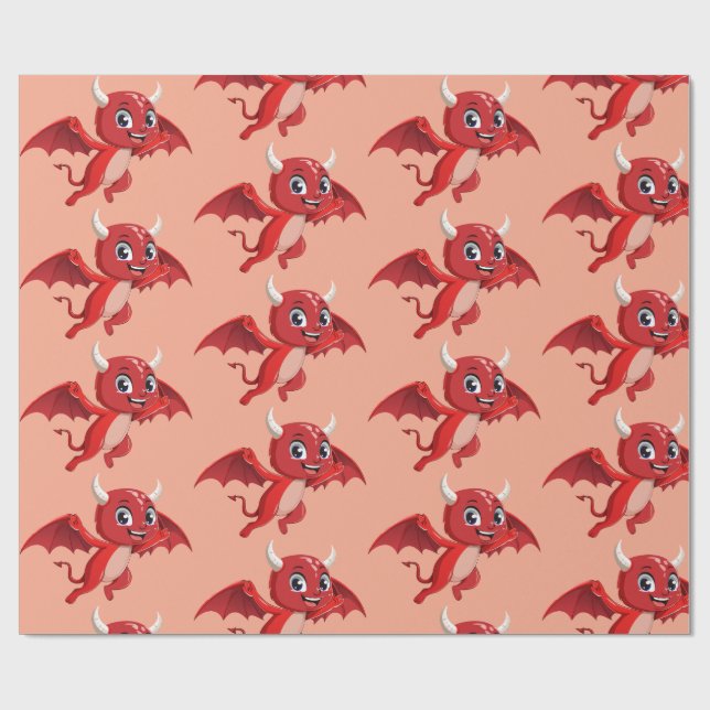 Papel De Regalo Cute cartoon flying devil (Superficie plana)