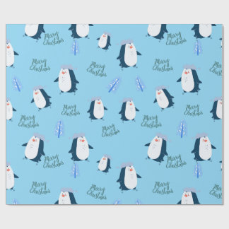 Papel De Regalo Cute Cartoon Penguin Merry Christmas 