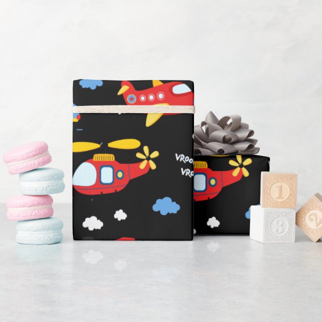 Papel De Regalo Cute Cartoon Vehicles Pattern  (Baby Shower)