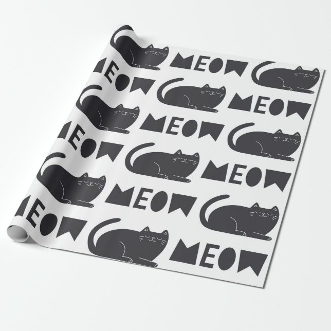 Papel De Regalo cute cat pattern. Vintage illustration (Desenrollado)