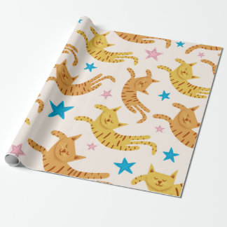 Papel De Regalo Cute cats seamless pattern with stars funny drawin