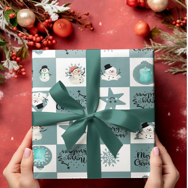 Papel De Regalo Cute Checkered Snowman (checkered snowman wrap
)