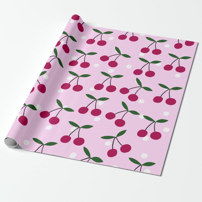 Papel De Regalo Cute Cherry Wrapping Paper (Desenrollado)
