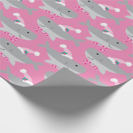 Papel De Regalo Cute Chica Santa Shark Wrapee Paper